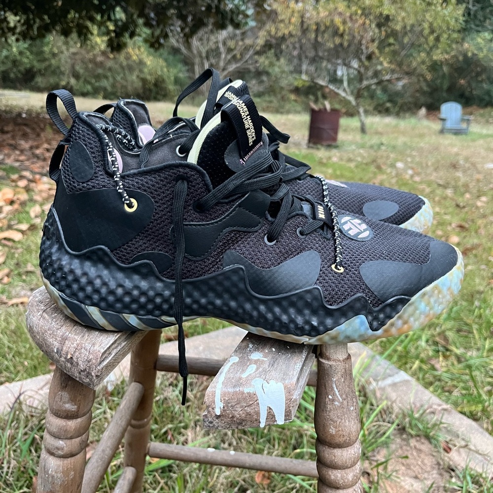 Adidas James Harden Black and Gold Basketball Sneakers